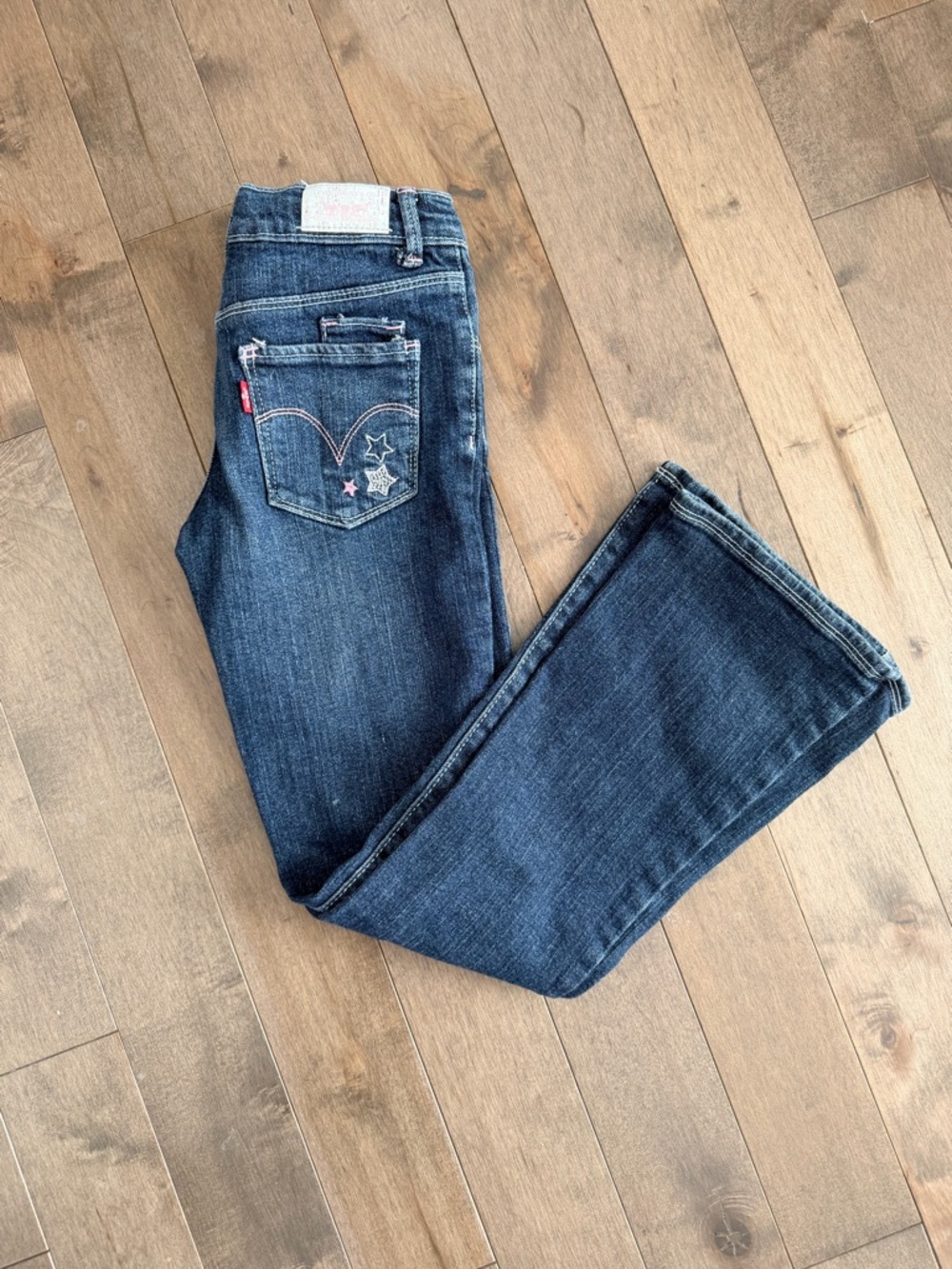 Levi's Girls' Dark Blue jeans with pink Embroidered accents 4/$25